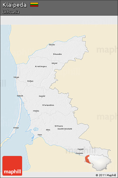 Classic Style 3D Map of Klaipeda, single color outside