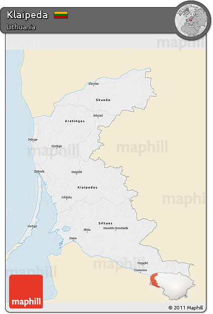 Classic Style 3D Map of Klaipeda, single color outside