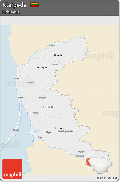 Classic Style 3D Map of Klaipeda, single color outside
