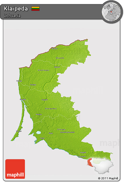 Physical 3D Map of Klaipeda, cropped outside