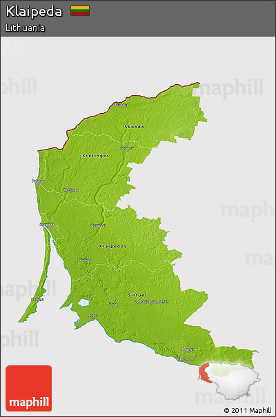 Physical 3D Map of Klaipeda, cropped outside