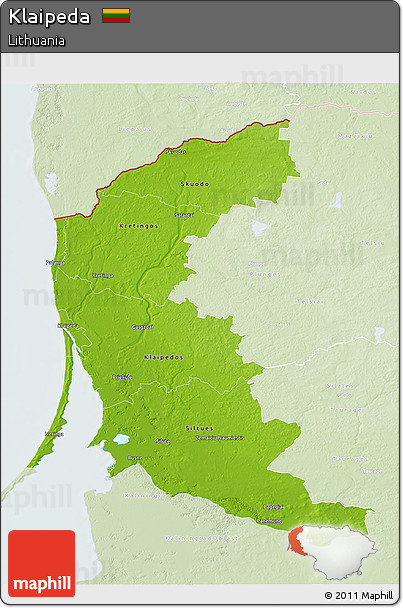Physical 3D Map of Klaipeda, lighten