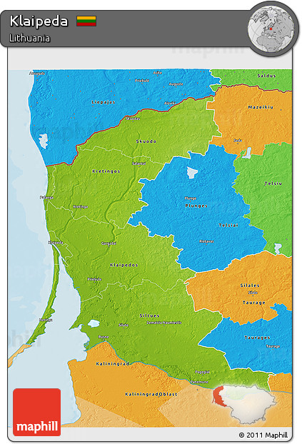 Physical 3D Map of Klaipeda, political outside