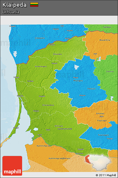 Physical 3D Map of Klaipeda, political outside