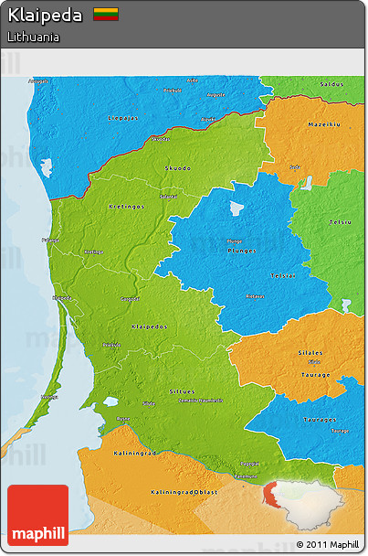 Physical 3D Map of Klaipeda, political outside