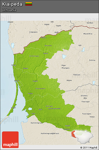 Physical 3D Map of Klaipeda, shaded relief outside