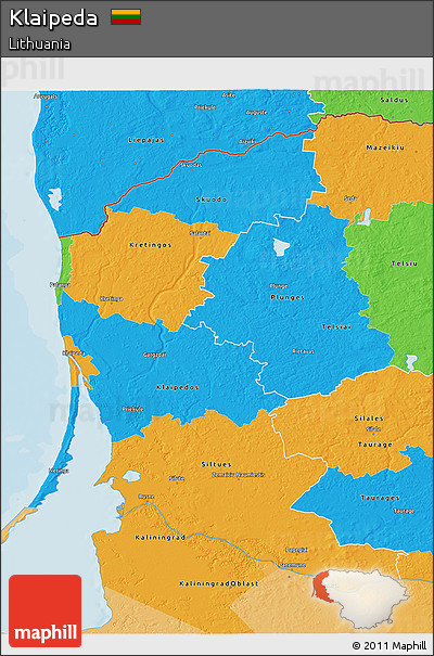 Political 3D Map of Klaipeda