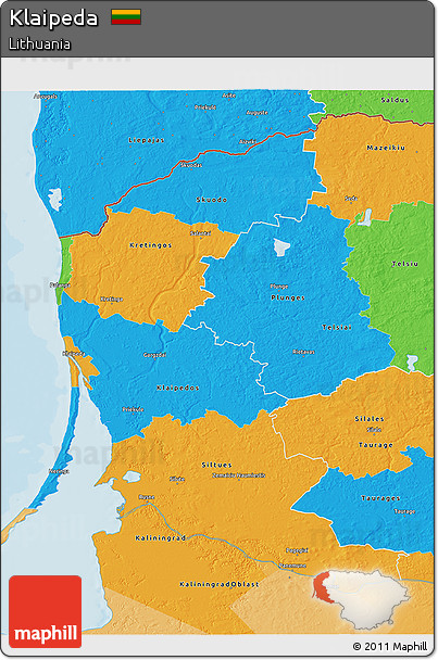 Political 3D Map of Klaipeda