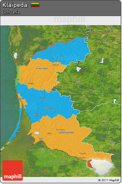Political 3D Map of Klaipeda, satellite outside