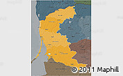 Political Shades 3D Map of Klaipeda, darken, semi-desaturated