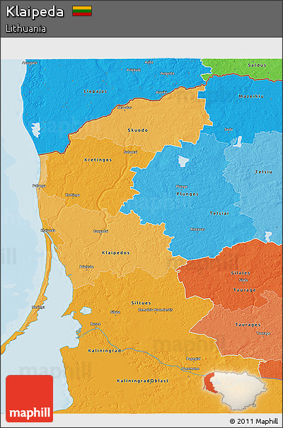 Political Shades 3D Map of Klaipeda