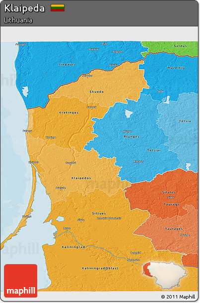 Political Shades 3D Map of Klaipeda
