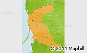Political Shades 3D Map of Klaipeda, physical outside