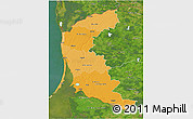 Political Shades 3D Map of Klaipeda, satellite outside