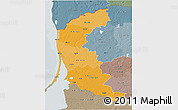Political Shades 3D Map of Klaipeda, semi-desaturated