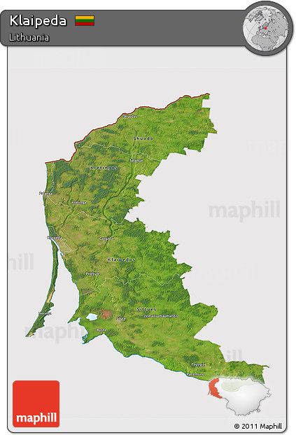 Satellite 3D Map of Klaipeda, cropped outside