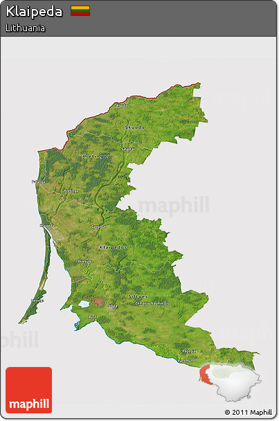 Satellite 3D Map of Klaipeda, cropped outside