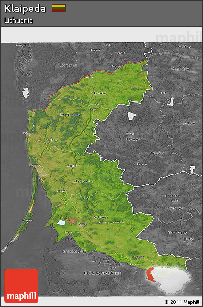Satellite 3D Map of Klaipeda, desaturated
