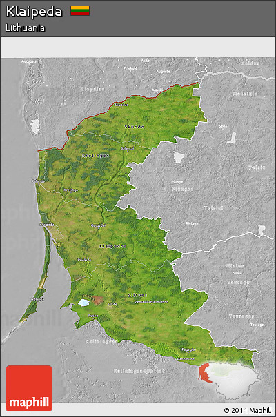 Satellite 3D Map of Klaipeda, lighten, desaturated