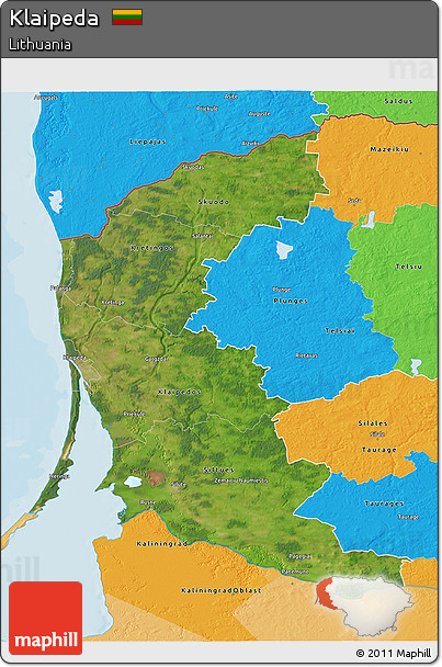 Satellite 3D Map of Klaipeda, political outside