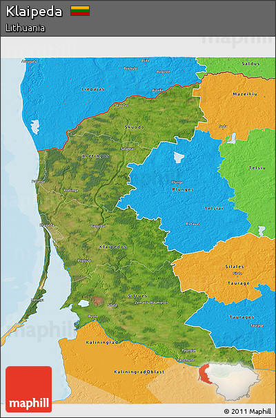 Satellite 3D Map of Klaipeda, political outside