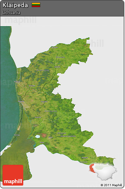Satellite 3D Map of Klaipeda, single color outside