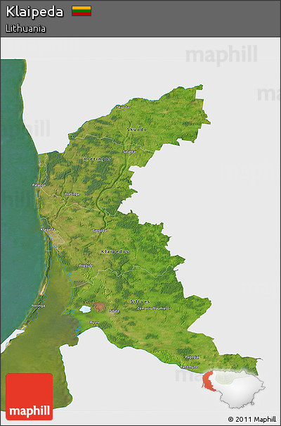Satellite 3D Map of Klaipeda, single color outside