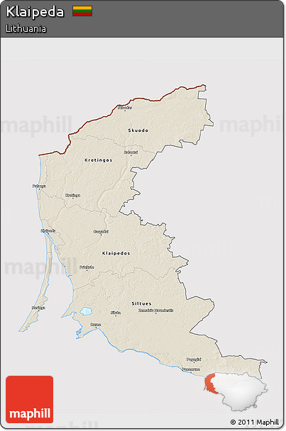 Shaded Relief 3D Map of Klaipeda, cropped outside