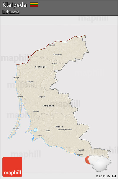 Shaded Relief 3D Map of Klaipeda, cropped outside