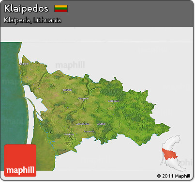 Satellite 3D Map of Klaipedos, single color outside