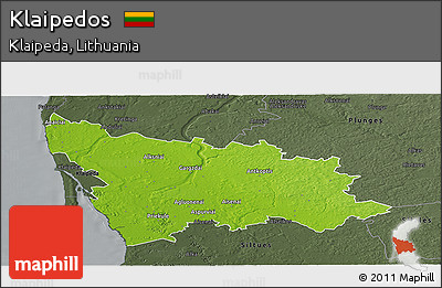 Physical Panoramic Map of Klaipedos, darken, semi-desaturated