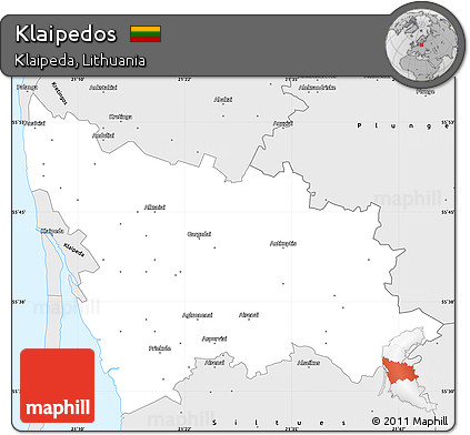 Silver Style Simple Map of Klaipedos