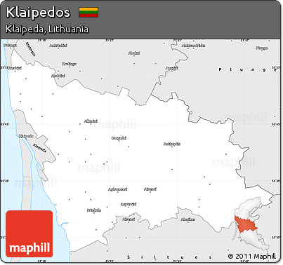 Silver Style Simple Map of Klaipedos