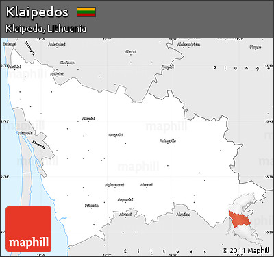 Silver Style Simple Map of Klaipedos