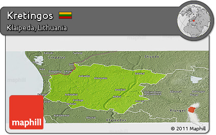 Physical Panoramic Map of Kretingos, semi-desaturated