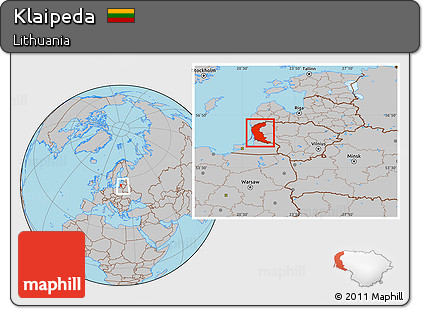 Gray Location Map of Klaipeda, within the entire country
