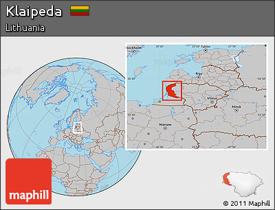 Gray Location Map of Klaipeda, within the entire country