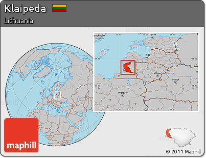 Gray Location Map of Klaipeda, within the entire country