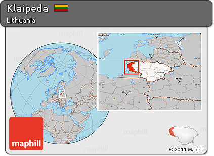Gray Location Map of Klaipeda, highlighted country, within the entire country