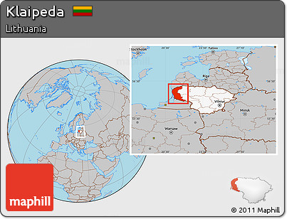 Gray Location Map of Klaipeda, highlighted country, within the entire country