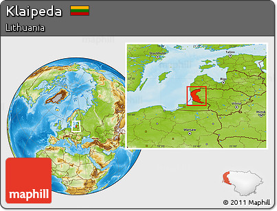 Physical Location Map of Klaipeda