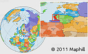 Political Location Map of Klaipeda, within the entire country