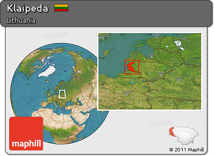 Satellite Location Map of Klaipeda, within the entire country