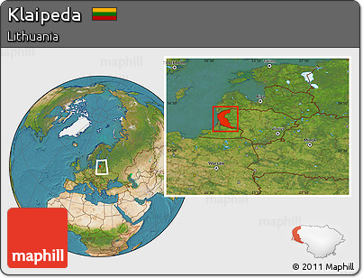 Satellite Location Map of Klaipeda, within the entire country