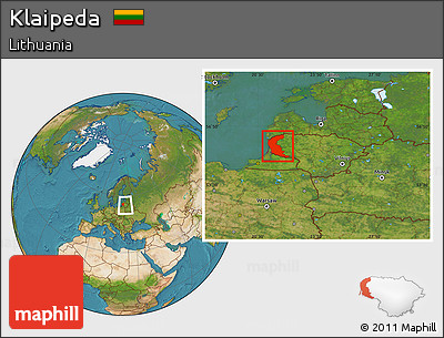 Satellite Location Map of Klaipeda, within the entire country