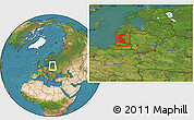 Satellite Location Map of Klaipeda, within the entire country