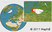 Satellite Location Map of Klaipeda, highlighted country, within the entire country