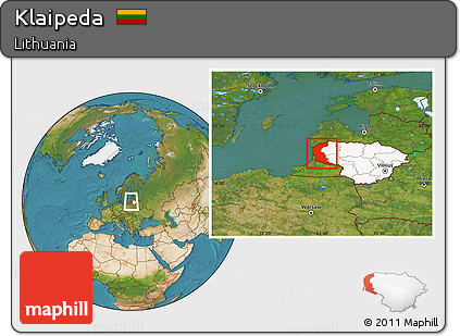 Satellite Location Map of Klaipeda, highlighted country