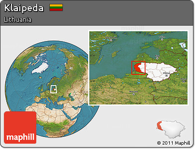 Satellite Location Map of Klaipeda, highlighted country
