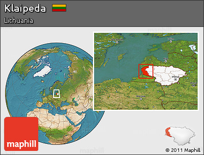 Satellite Location Map of Klaipeda, highlighted country